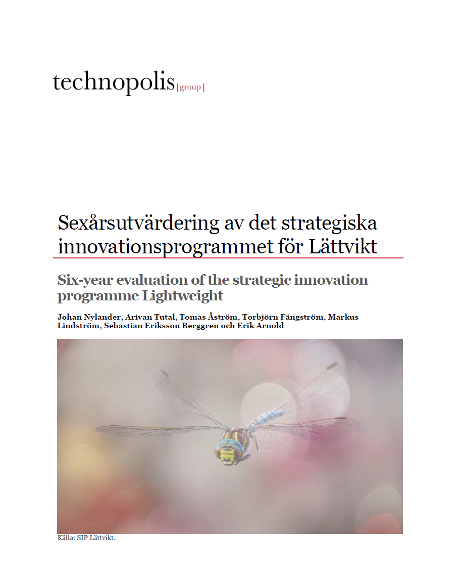 Book cover Sexårsutvärdering av det strategiska innovationsprogrammet för Lättvikt